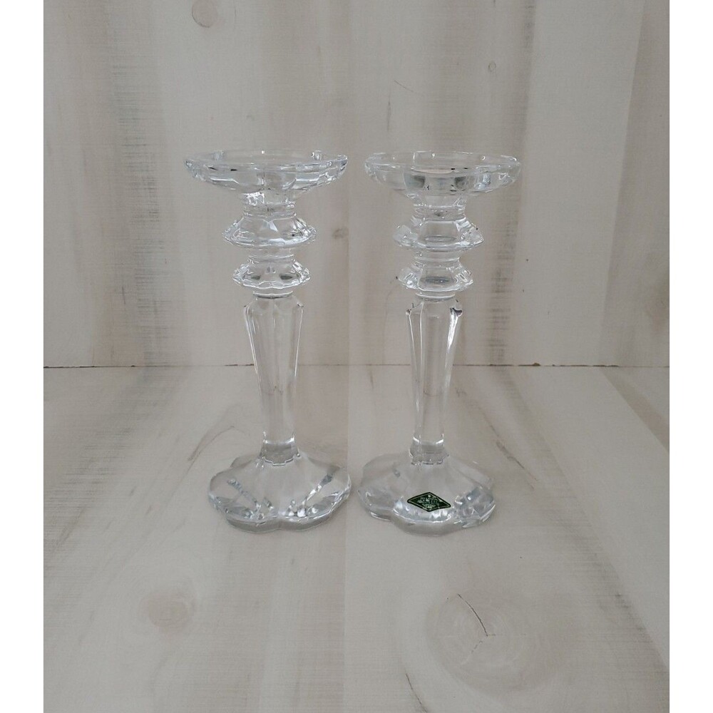 2 Shannon Crystal Design of Ireland Candlesticks Holders 24% Lead Crystal Czech
